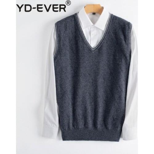 Man Vest 100% Cashmere Knitting Pullovers V-neck Sleeveless Winter New 3Colors Best Quality Sweaters Male Clothes