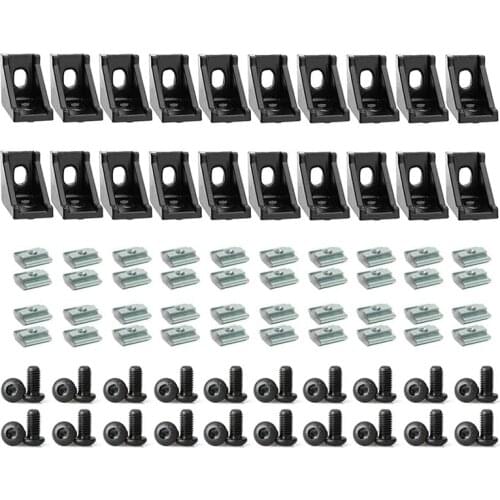 Aluminum Profile Connector Set, Angle Bracket, T-Nut and Hex Screw for Slot 6mm 20S Aluminum Rail Fitting