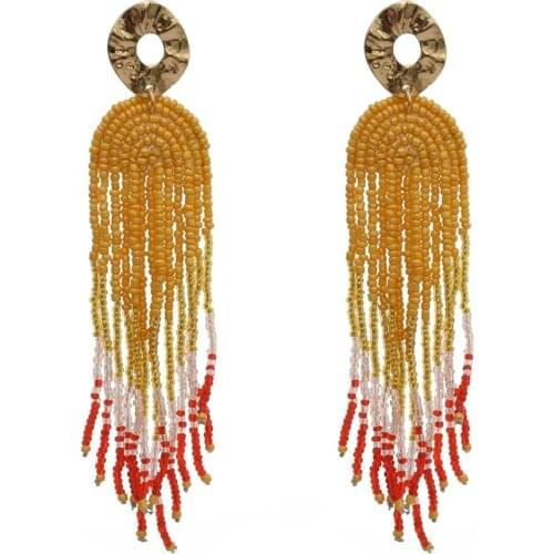 New Women Handmade Bohemian Beads Earrings Lady Vintage Large Geometric Gothic Fashion Jewelry Statement Earring pendientes