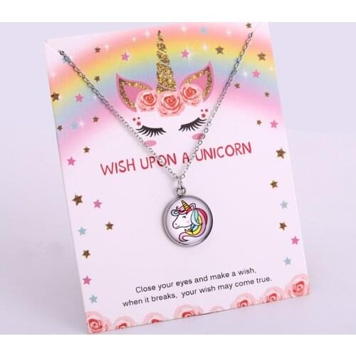 Unicorn Horse Pendants Necklaces Bee Honeybee Flamingos Mermaid Women Men Girl Charm Jewelry Party Birthday Gift Drop Shipping
