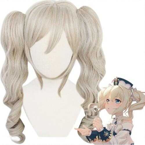 Game Genshin Impact Barbara Gunnhildr Long Ponytails Wig Cosplay Costume Heat Resistant Synthetic Hair Women Carnival Party Wigs