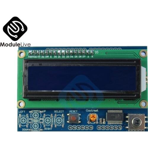 Brightness Adjustable 1602LCD 1602 LCD Shiled IIC I2C MCP23017 5 Keypad 16x2 Character LCD Display Module For Arduino UNO