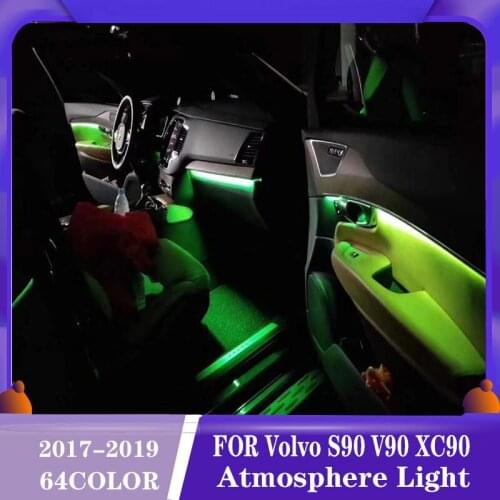 64 Colors LED Ambient Light lamp For Volvo S90 V90 XC90 Ambient Light For S90 S60 V90 XC90 Lighted Car Styling