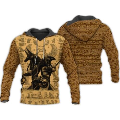 Ancient Egypt Horus & Anubis 3D Hoodies Men/women Hipster Streetwear Outfit Spring Boys Hiphop Hood Sweatshirts Tops Clothes D12