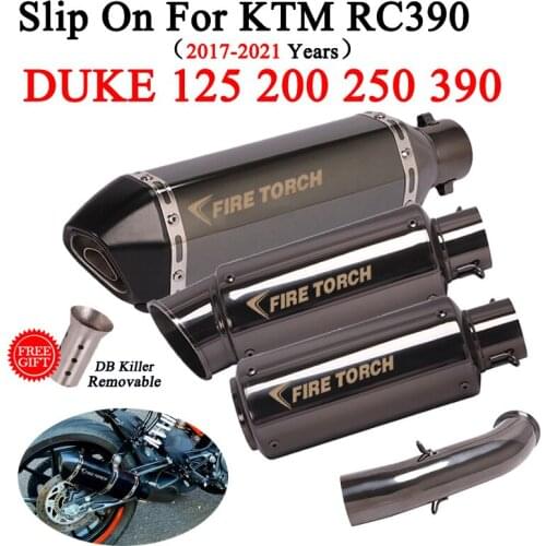 Slip on 51mm Motorcycle Exhaust System Muffler Escape Modified Middle Link Pipe For DUKE 125 250 390 KTM RC390 2017－2021 Years