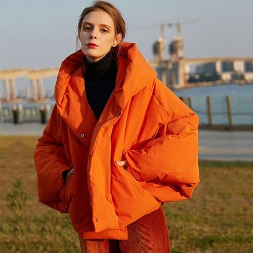 A-line Women Down Jacket 90% Duck Down Filling Bat Sleeve Loose Winter Coat Thick Warm Female Parkas Outerwear