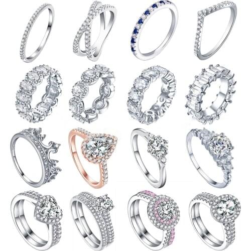 Luxury Real 925 Sterling Silver Oval Princess Cut Wedding Ring Set For Women Engagement Band Eternity Jewelry Zirconia R4975