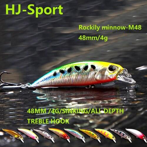 1PC 48mm 4g Sinking Minnow Fishing Lures Wobbler Hard Swimbait
