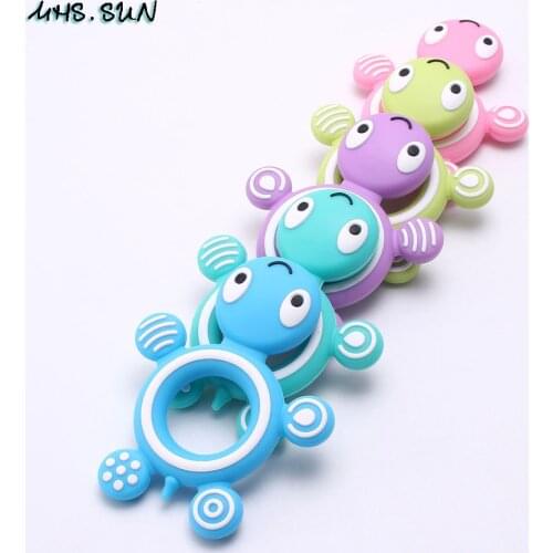 MHS.SUN 1PC Turtle Silicone Teether Necklace Pandent Food Grade Baby Nursing Toy Teething Teether For Handheld Pacifier Chain