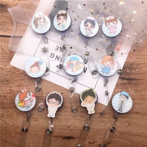 10pcs Doctor Nurse Retractable Pull Badge Holder Reel ID Key Lanyard Name Tag Card Badge Holder Reels For KIDS Office Supplies