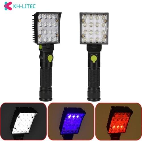 16 LEDs Flashlights 2in1 Working Torch 4 Modes 18650 Flashlight with Strong Magnet Hook Tent Camping Lamp Car Repair Work Light