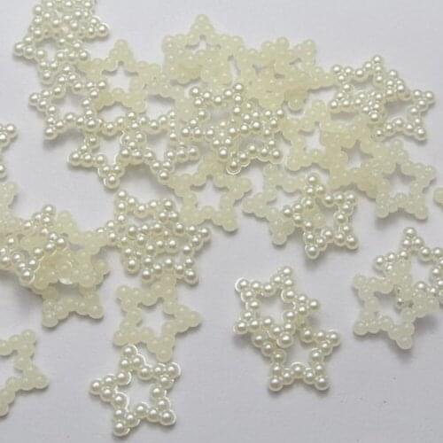 200 Ivory Acrylic Pearl Dotted Star Beads 12mm Scrapbook Craft