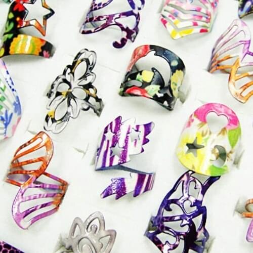 200pcs Wholesale jewelry ring lots colored Enamel glaze stainless steel Rings WOMENS ALLOY RINGS free shipping BL109