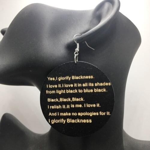 5pairs/lot I glorify Blackness Wooden Earrings
