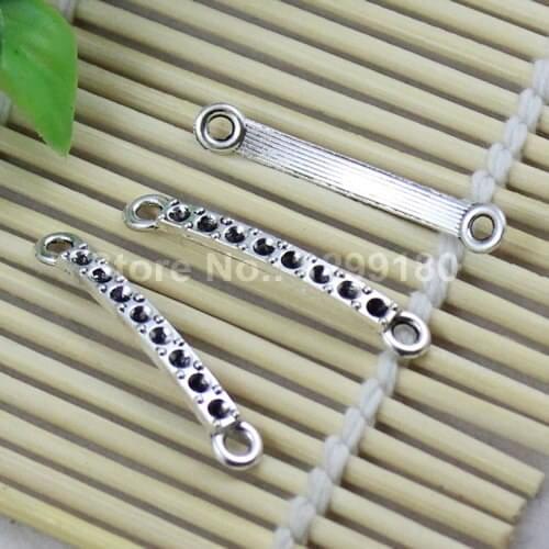 50pcs/lot Metal Zinc Alloy Antique Silver Connectors Pendant Tibetan silver Bracelet Clasps Beads 35x5mm (K01127)