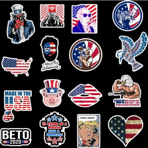 50 PCS PACK American Presidents Independence Day PVC Stickers Toys Cool Motorcycle Luggage Laptop Guitar Waterproof Sticker pack