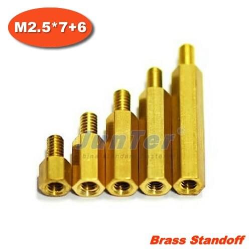 500pcs/lot Brass Standoff Spacer M2.5 Male x M2.5 Female -7mm Thread 6mm