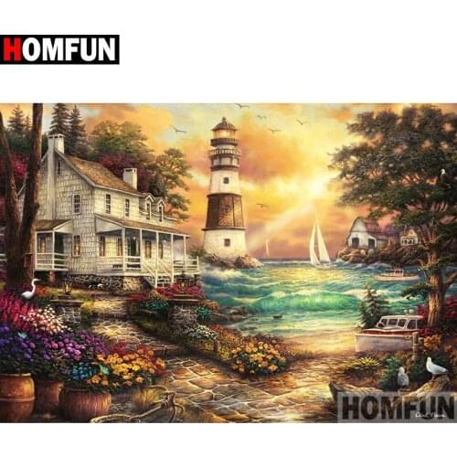 HOMFUN Full Square/Round Drill 5D DIY Diamond Painting "House landscape" Embroidery Cross Stitch 5D Home Decor Gift A18043