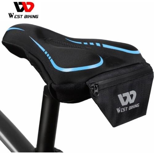 WEST BIKING MTB Bike Seat Cover Soft 3D Gel Pad Memory Foam Bicycle Saddle Cover With Pocket Breathable Non-slip Cushion Cover