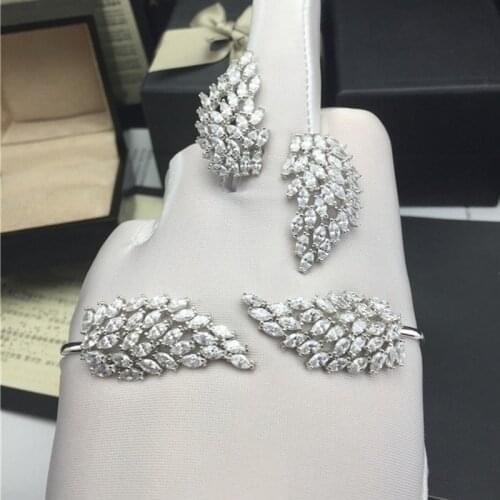 Handmade Angel wings Ring Lab diamond cz Jewelry 925 Sterling Silver Engagement Wedding Band Rings for women Bridal Party Gift