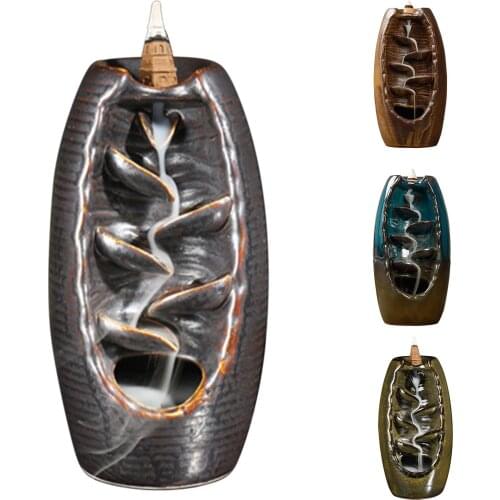 Backflow Incense Holder Ceramic Waterfall Incense Burner for Home Office Room Décor Creative Nordic Style