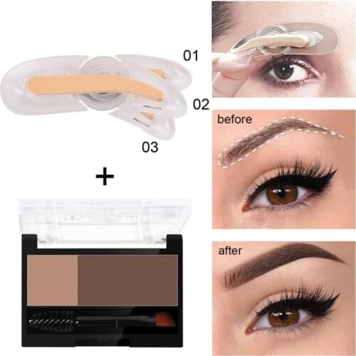 Two Color Eyebrow Powder Palette With Eyebrow Brush Natural Brown Eye Brow Enhancers 3D Eye Brows Shadow Cake Beauty Kit TSLM1