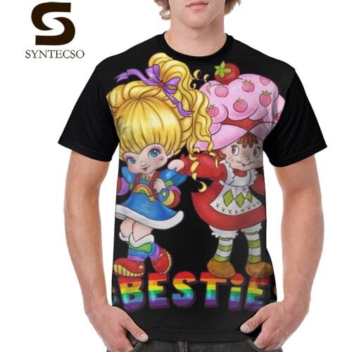 Rainbow Brite T Shirt Besties T-Shirt Short Sleeve Tee Shirt Oversized Man Fun Casual 100 Percent Polyester Tshirt