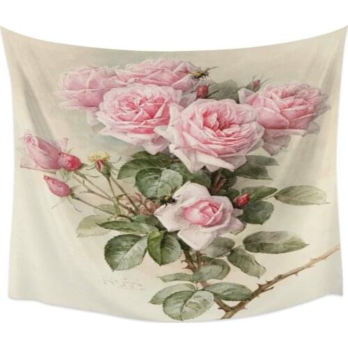 Pink Rose Valentine Wall Tapestry Home Decoration Wall Hanging for Bedroom Living Room