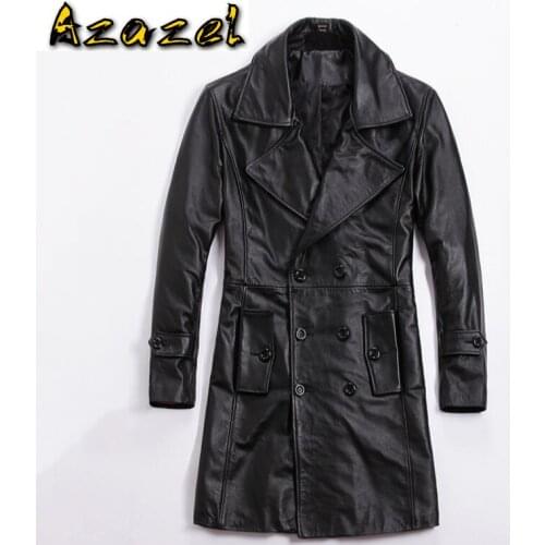HOT 2020 Winter New Brand Genuine Leather jacket Men Slim Long Windbreaker Coat Lining quilted to keep warm Mens Cowhide jackets