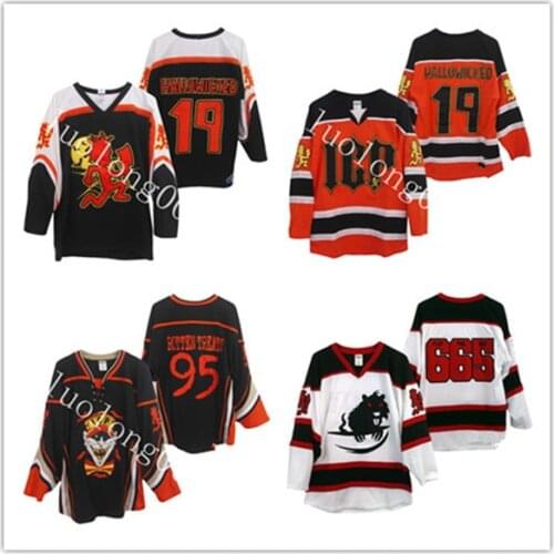 Custom 2020 men Insane Clown Posse ROTTON TREATS 95 BLACK 19 ORANGE Hockey Jersey Customize any number and name Hockey shirt
