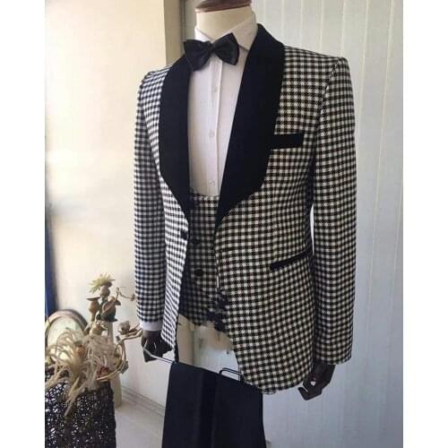 Custom Mens Suit 2Pieces Winter Single Button Striped Plaid Slim Cocktail Party Wedding Groom Best man Two-Piece Vest Suit