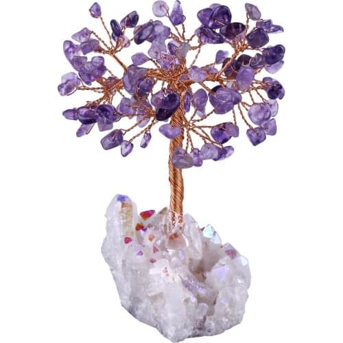 Lucky Money Crystal Tree Natural Stone Tree With Rock Quartz Base For Wealth Decoration Home Room Decor Ornaments