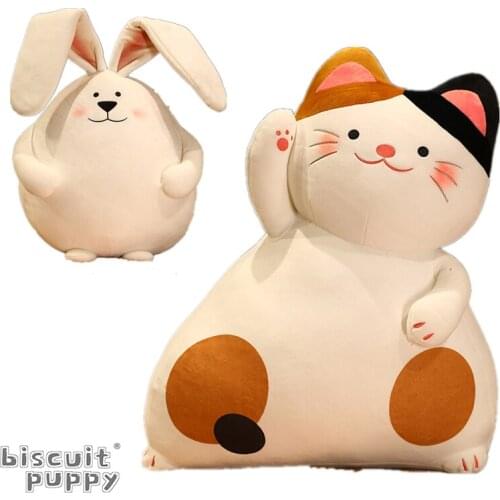 3 Kinds Cute Rabbit Plush Toys Kawaii Cat With Bells Plush Doll Stuffed Soft Sofa Pillow Cushion Best Birthday Gift Home Decor