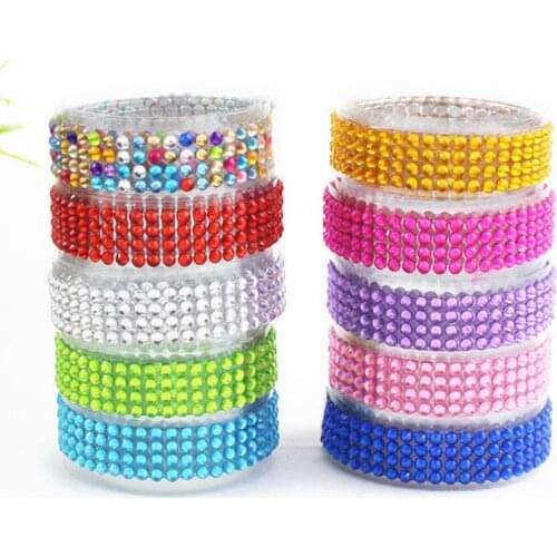 Crystal Colorful Acrylic Rhinestone Roll Sticker Self-Adhesive Tape DIY Stickers for Scrapbooking Decoration Arts Supplies