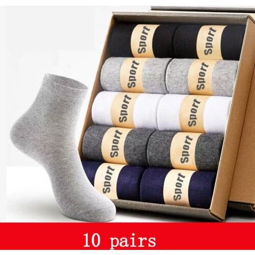 2020 New Mens Cotton Socks Black Business Casual Breathable Deodorization Spring Summer Male Crew Socks Hot Sale