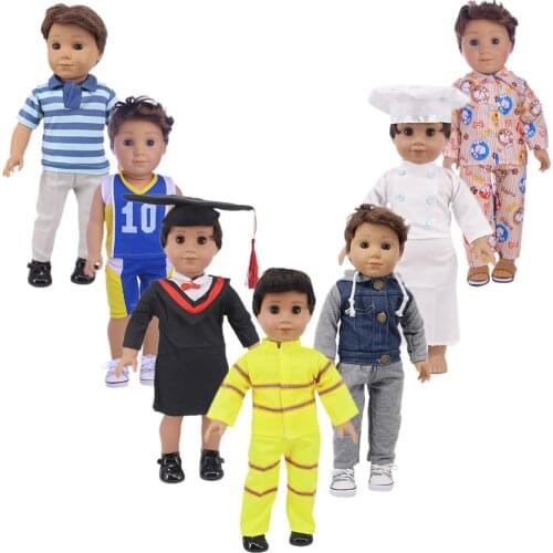 Doll Clothes 7 Special Styles Clothes+Pants For 18 Inch American&43 Cm Born Logan Boy Doll Our Generation Baby Toy