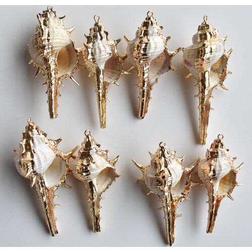 Wholesale 12pcs/lot Natural Gold side Conch Shells For DIY Pendant Beige Seashell Craft Handmade jewelry Accessories free