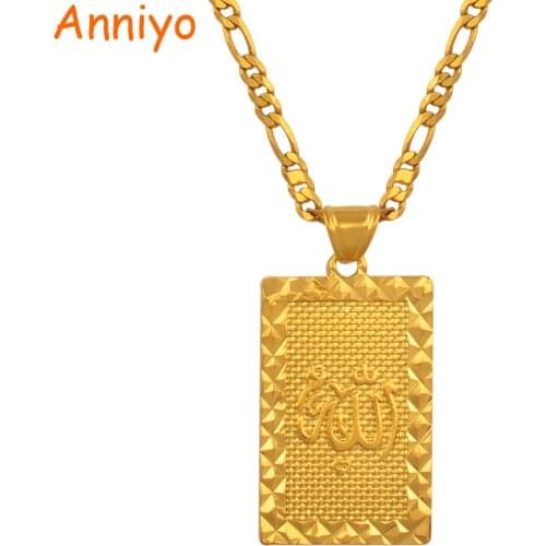 Anniyo Prophet Mohammed Allah Pendant Necklace Women Men Gold Color Jewelry Middle East/Muslim/Islamic Arab Ahmed #085106