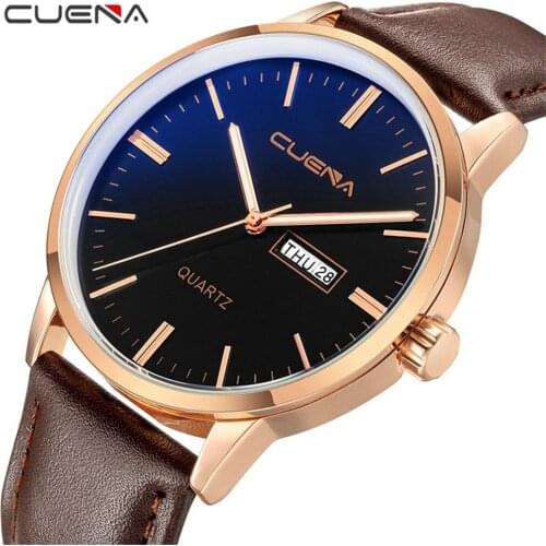 Luxury Fashion Faux Leather Wrist Mens Blue Ray Glass Quartz Watches With Calendar Business Wristwatch Relogio Masculino Para#g3