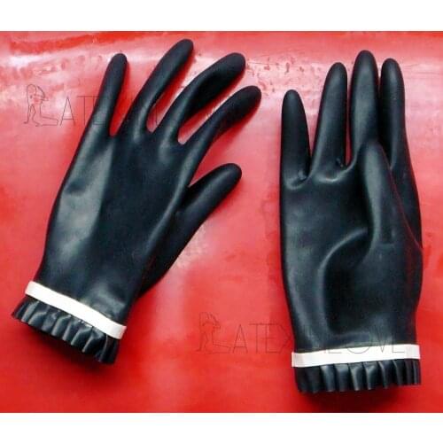 Sexy Black Latex Wrist Short Gloves Women Lingerie Rubber Custom Tailor