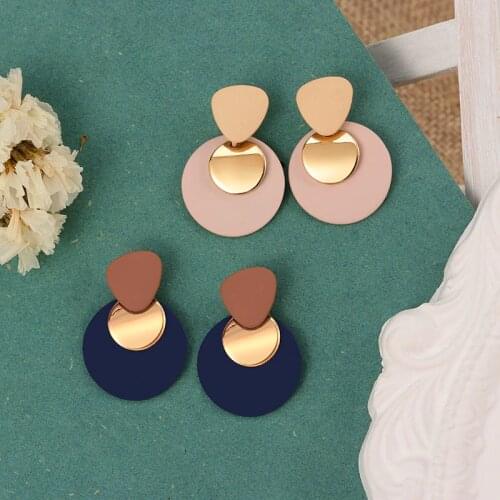 New Korean Statement Round Earrings For Women Geometric Gold Shell Fluff Dangle Drop Earring Brincos 2020 Trendy Fashion Jewelry