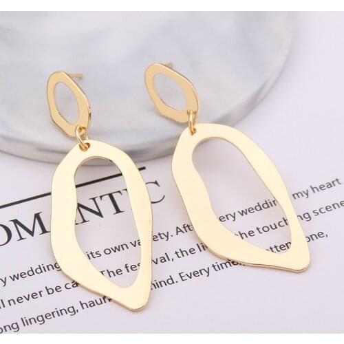Simple Design Irregular Geometric Earrings For Women Trendy Metal Drop Earrings Pendientes Fashion Jewelry Wholesale