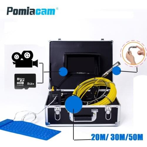 WP71 20M 30M 50M Smart Endoscope Pipe Inspection Video Camera 23mm 17mm 6.5mm len with 7 Inch monitor With keyboard