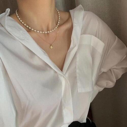 Unique Pearls jewellery Store Rice Small Pearl Choker Necklace Gold Clasp Natural Freshwater Pearl Women Jewelry 35-42cm 14-17