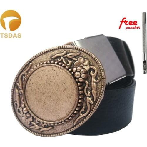 Vintage Brass Belt Buckle DIY Men Belt Accessories as for Luxury Gift