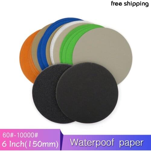 10PCS 6Inch 150MM Waterproof Sandpaper Hook and Loop Sanding Discs Silicon Carbide 60 to 10000 Grits for Polishing & Grinding