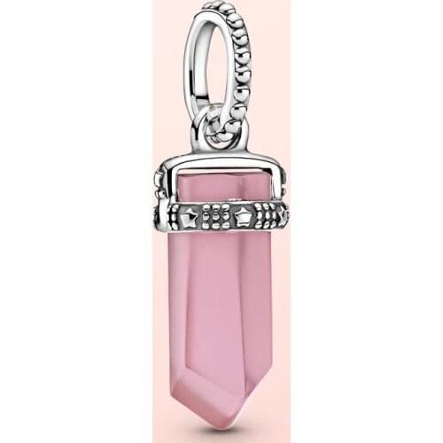YSH 925 Sterling Silver Pink Amulet Pendant fit Original PandoLA Bracelet DIY fine Jewelry for Women Birthday Gift Free shipping