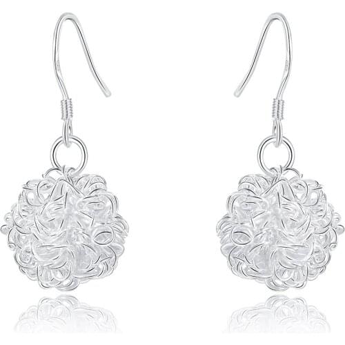 HXH QRX 925 Sterling Silver Geometric Pattern Earrings Charm Women Jewelry Fashion Wedding Engagement Party Gift