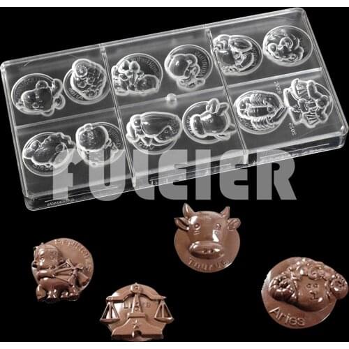 Twelve Constellations Chocolate Mold Polycarbonate Baking Pastry BonBon Candy Mould Confectionery Tool Bakeware