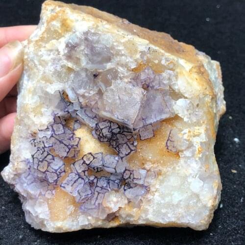 286.8gNatural purple edge purple fluorite and quartz mineral stone home decoration aura healing teaching CRYSTAL QUARTZ GEM